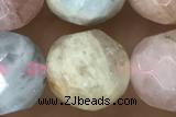 MORG01 15 inches 10mm faceted round morganite gemstone beads