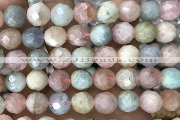 MORG01 15 inches 10mm faceted round morganite gemstone beads