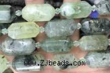 NUGG08 15 inches 12*25mm – 13*28mm faceted nuggets green rutilated quartz beads