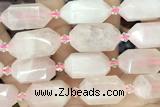 NUGG17 15 inches 12*25mm – 13*28mm faceted nuggets rose quartz beads