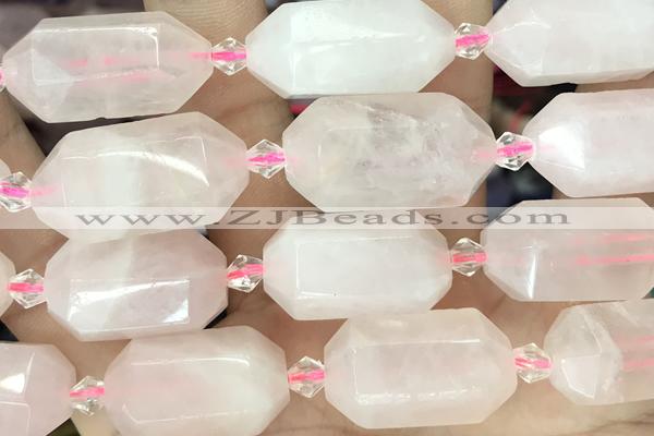 NUGG17 15 inches 12*25mm – 13*28mm faceted nuggets rose quartz beads