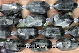 NUGG20 15 inches 12*25mm – 13*28mm faceted nuggets black labradorite beads