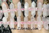 NUGG32 15 inches 8*32mm faceted nuggets rose quartz gemstone beads