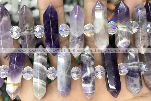 NUGG34 15 inches 8*32mm faceted nuggets dogtooth amethyst gemstone beads