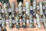 NUGG35 15 inches 8*32mm faceted nuggets sesame jasper gemstone beads