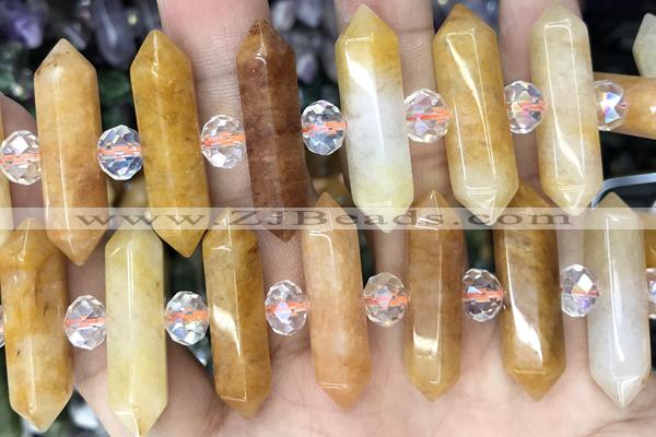 NUGG36 15 inches 8*32mm faceted nuggets yellow jade gemstone beads