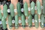 NUGG37 15 inches 8*32mm faceted nuggets green aventurine gemstone beads
