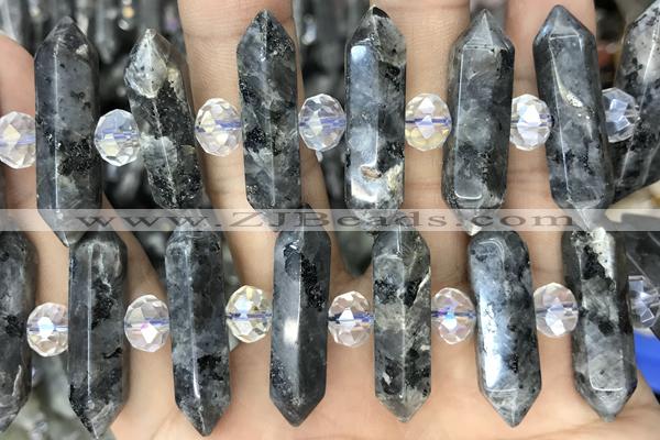 NUGG39 15 inches 8*32mm faceted nuggets black labradorite gemstone beads