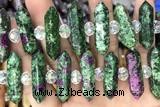 NUGG41 15 inches 8*32mm faceted nuggets Chinese ruby zoisite gemstone beads