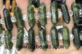 NUGG42 15 inches 8*32mm faceted nuggets green China jade gemstone beads