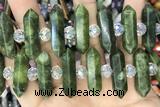 NUGG43 15 inches 8*32mm faceted nuggets green China jade gemstone beads