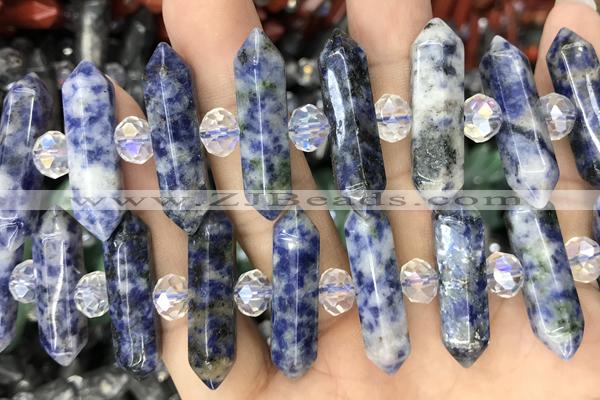 NUGG44 15 inches 8*32mm faceted nuggets blue spot stone gemstone beads