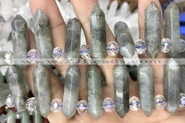 NUGG47 15 inches Top drilled 8*32mm faceted nuggets labradorite gemstone beads