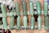 NUGG48 15 inches Top drilled 8*32mm faceted nuggets green aventurine gemstone beads