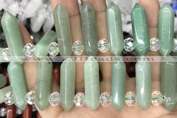 NUGG48 15 inches Top drilled 8*32mm faceted nuggets green aventurine gemstone beads