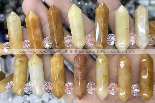 NUGG49 15 inches Top drilled 8*32mm faceted nuggets yellow jade gemstone beads