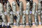 NUGG50 15 inches Top drilled 8*32mm faceted nuggets sesame jasper gemstone beads