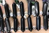 NUGG52 15 inches Top drilled 8*32mm faceted nuggets black agate gemstone beads