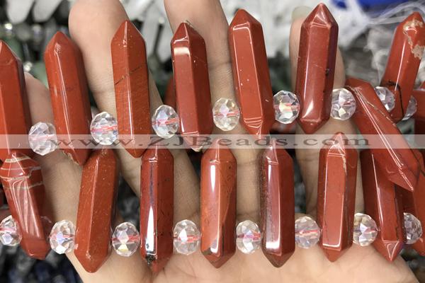 NUGG54 15 inches Top drilled 8*32mm faceted nuggets red jasper gemstone beads