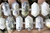 NUGG60 15 inches 12*23mm - 15*30mm faceted nuggets white opal gemstone beads