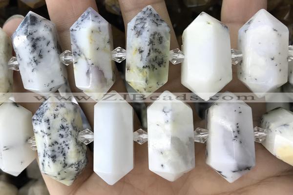 NUGG60 15 inches 12*23mm - 15*30mm faceted nuggets white opal gemstone beads