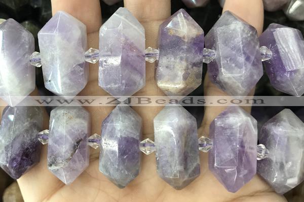 NUGG64 15 inches 12*23mm - 15*30mm faceted nuggets dogtooth amethyst gemstone beads