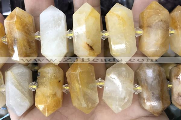 NUGG67 15 inches 12*23mm - 15*30mm faceted nuggets yellow jade gemstone beads