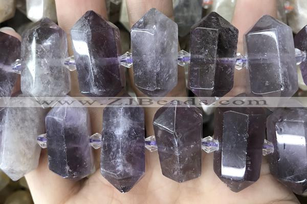 NUGG72 15 inches 12*23mm - 15*30mm faceted nuggets amethyst gemstone beads