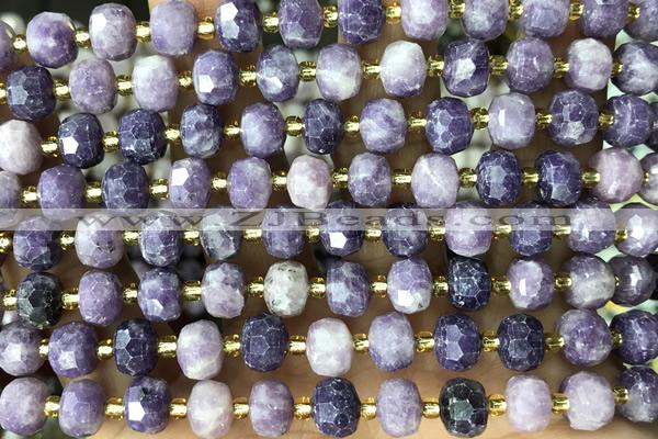 ROND139 15 inches 6*8mm faceted rondelle kunzite gemstone beads