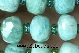 ROND142 15 inches 6*8mm faceted rondelle amazonite gemstone beads