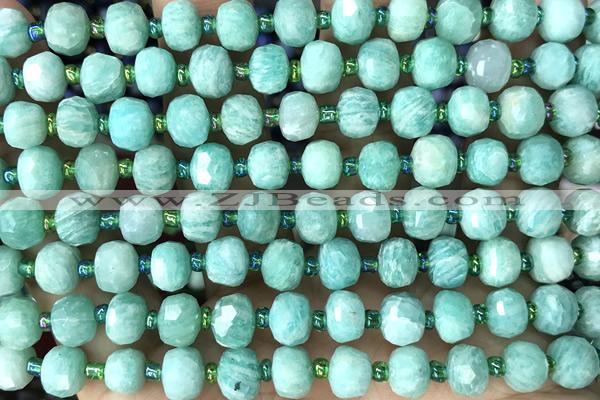 ROND142 15 inches 6*8mm faceted rondelle amazonite gemstone beads