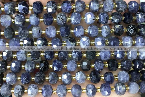 ROND144 15 inches 6*8mm faceted rondelle iolite gemstone beads