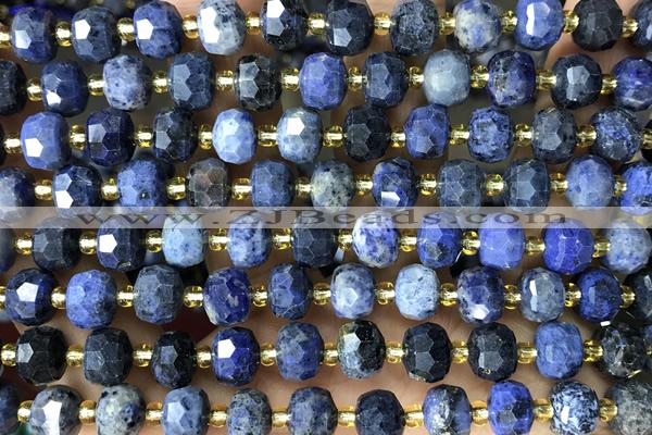 ROND145 15 inches 6*8mm faceted rondelle dumortierite gemstone beads