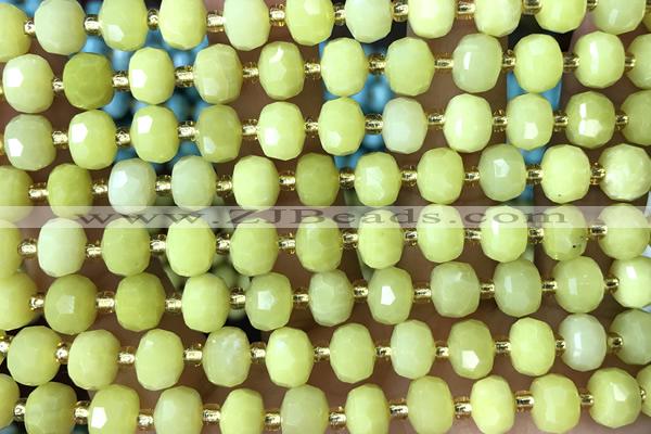 ROND146 15 inches 6*8mm faceted rondelle Korea jade gemstone beads