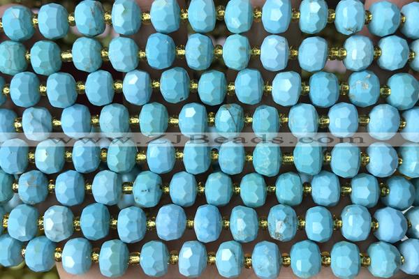 ROND147 15 inches 6*8mm faceted rondelle turquoise gemstone beads