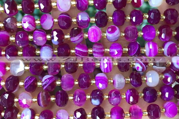 ROND148 15 inches 6*8mm faceted rondelle banded agate beads