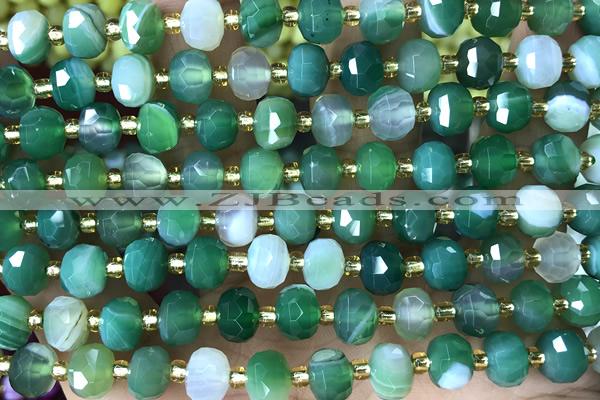 ROND149 15 inches 6*8mm faceted rondelle banded agate beads