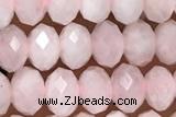 ROSE02 15 inches 4*6mm faceted rondelle rose quartz gemstone beads