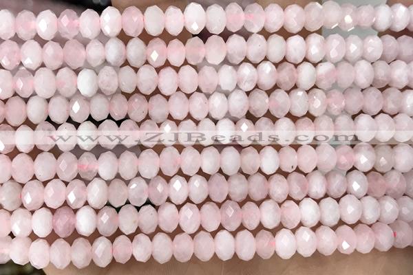 ROSE02 15 inches 4*6mm faceted rondelle rose quartz gemstone beads