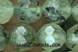 RUTI01 15 inches 8mm faceted round green rutilated quartz beads