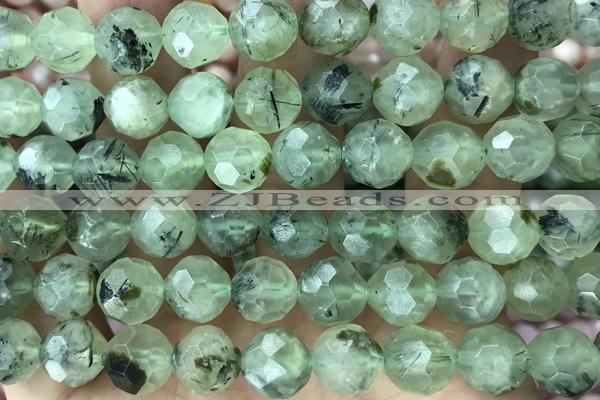 RUTI02 15 inches 10mm faceted round green rutilated quartz beads