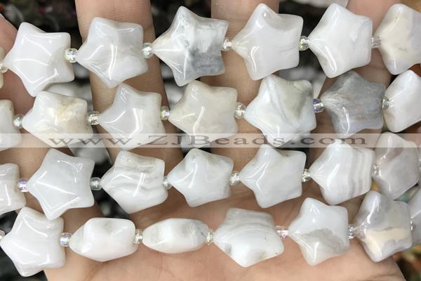 STAR04 15 inches 16mm star white crazy lace agate beads