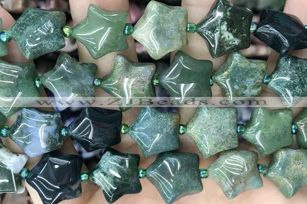 STAR12 15 inches 16mm star moss agate gemstone beads