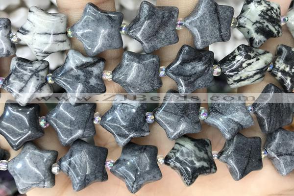 STAR15 15 inches 16mm star black water jasper beads