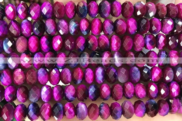 TIGE01 15 inches 5*8mm faceted rondelle colorful tiger eye beads