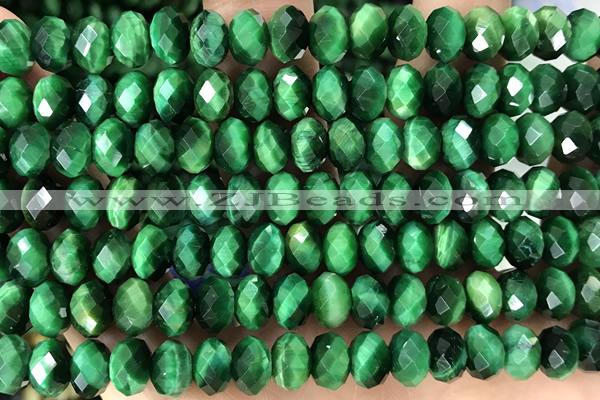 TIGE05 15 inches 5*8mm faceted rondelle green tiger eye beads