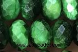 TIGE06 15 inches 6*10mm faceted rondelle green tiger eye beads