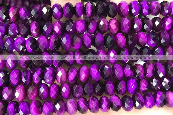 TIGE07 15 inches 5*8mm faceted rondelle purple tiger eye beads