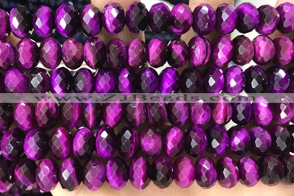 TIGE08 15 inches 6*10mm faceted rondelle purple tiger eye beads
