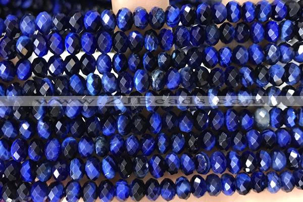 TIGE11 15 inches 4*6mm faceted rondelle blue tiger eye beads
